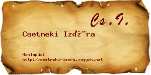 Csetneki Izóra névjegykártya